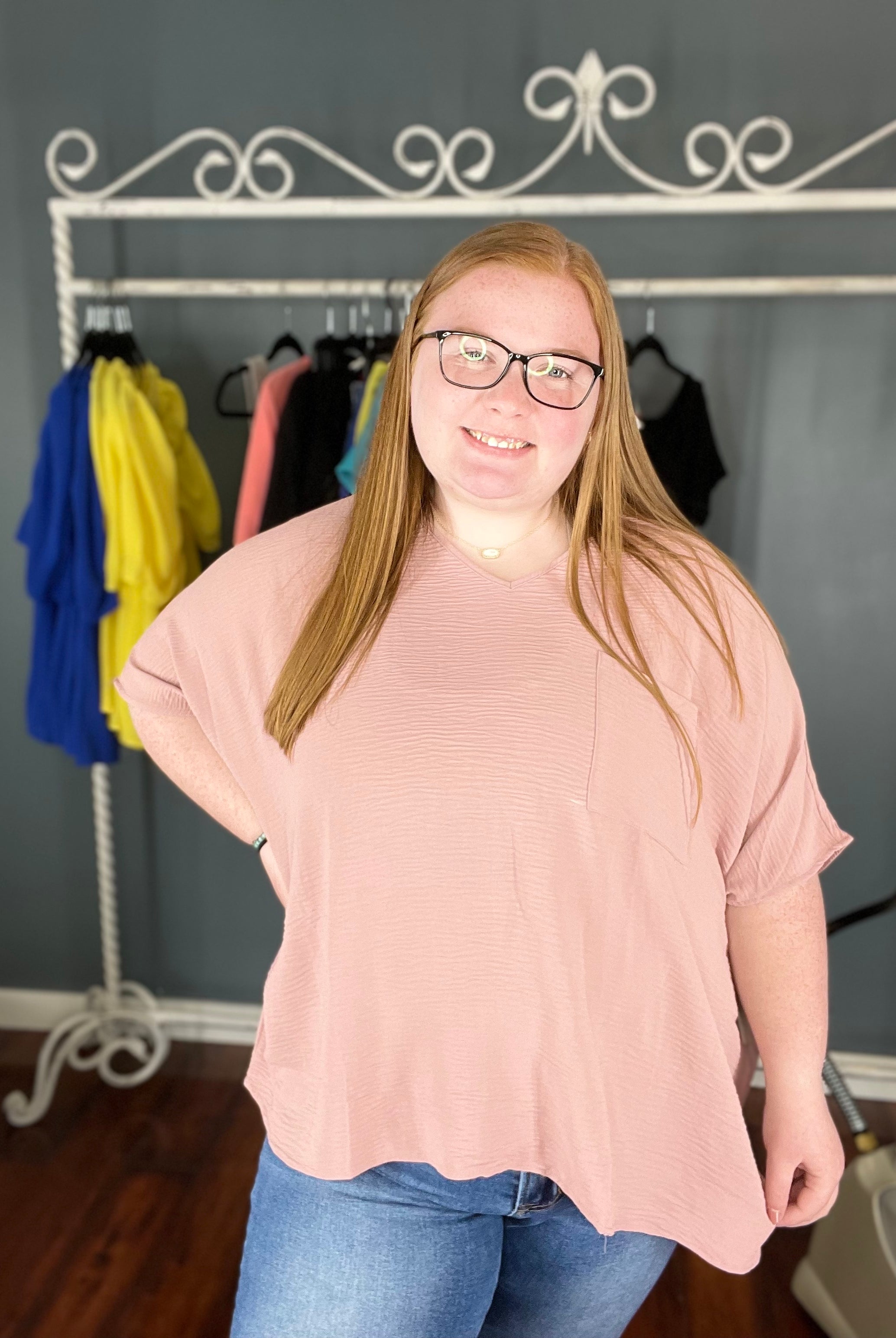 V-Neck Dolman SS Top PLUS-Short Sleeves-Podos Boutique, a Women's Fashion Boutique Located in Calera, AL