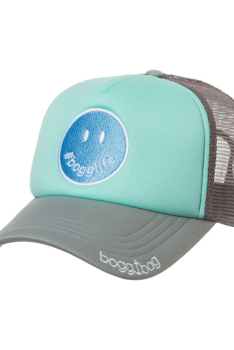 Smiley Trucker Hat-Hats-Podos Boutique, a Women's Fashion Boutique Located in Calera, AL