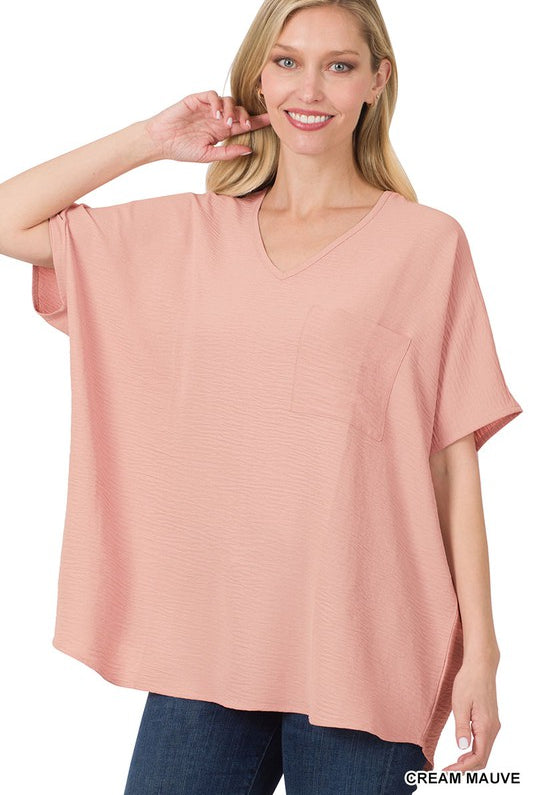 Air Flow V-Neck Dolman-Short Sleeves-Podos Boutique, a Women's Fashion Boutique Located in Calera, AL