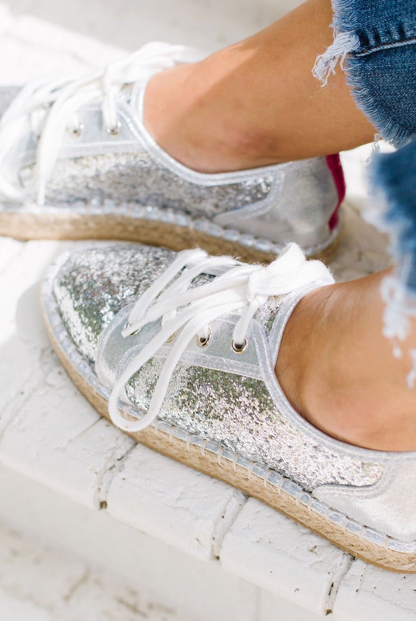 Kylie Glitter Sneaker-Sneakers-Podos Boutique, a Women's Fashion Boutique Located in Calera, AL