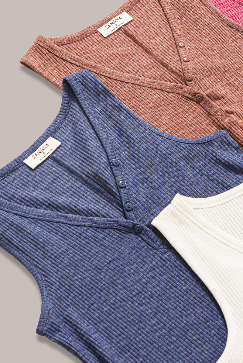 Ribbed V-neck Tank-Tank Tops-Podos Boutique, a Women's Fashion Boutique Located in Calera, AL