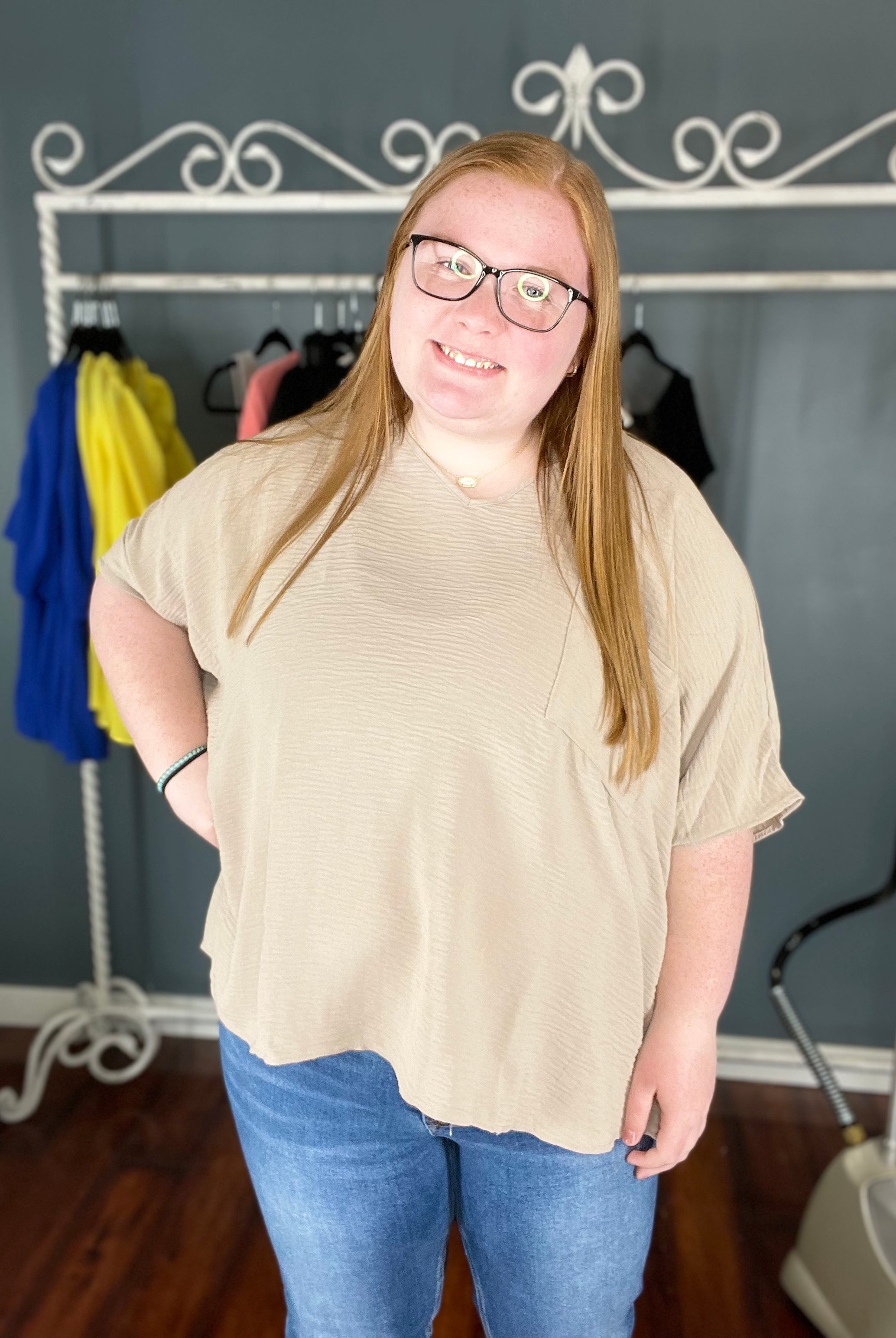 V-Neck Dolman SS Top PLUS-Short Sleeves-Podos Boutique, a Women's Fashion Boutique Located in Calera, AL