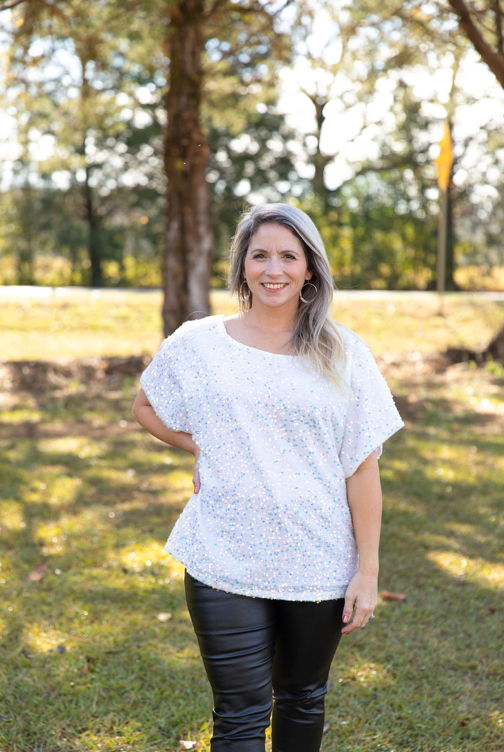 Boat Neck Sequin Top-Short Dresses-Podos Boutique, a Women's Fashion Boutique Located in Calera, AL