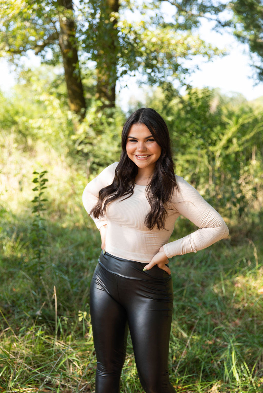 Ribbed Crop Knit Top-Long Sleeves-Podos Boutique, a Women's Fashion Boutique Located in Calera, AL