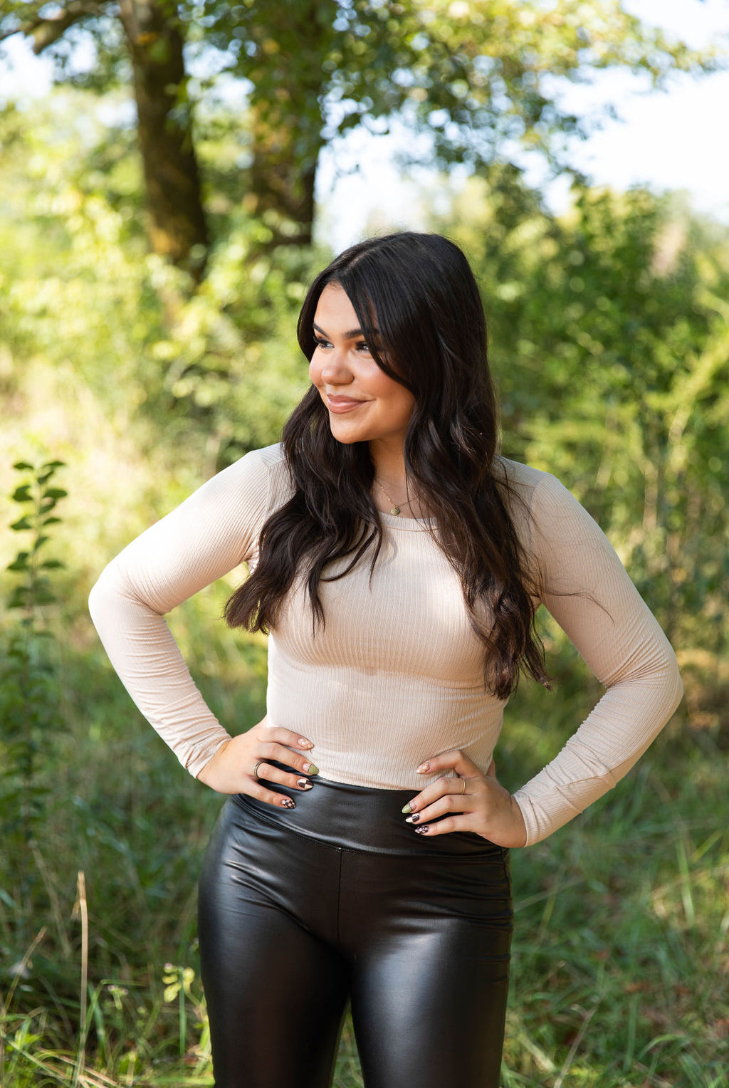 Ribbed Crop Knit Top-Long Sleeves-Podos Boutique, a Women's Fashion Boutique Located in Calera, AL