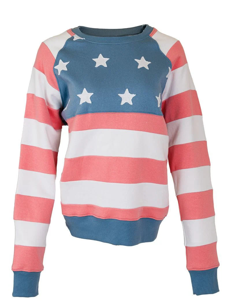 SS Patch USA Crewneck-Fashion Tops-Podos Boutique, a Women's Fashion Boutique Located in Calera, AL