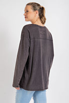 Rae Mode Mineral Washed Long Sleeve-Long Sleeves-Podos Boutique, a Women's Fashion Boutique Located in Calera, AL