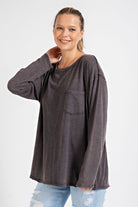 Rae Mode Mineral Washed Long Sleeve-Long Sleeves-Podos Boutique, a Women's Fashion Boutique Located in Calera, AL