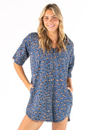 Leopard Denim Print Dress-Short Dresses-Podos Boutique, a Women's Fashion Boutique Located in Calera, AL