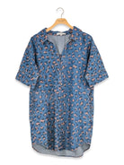 Leopard Denim Print Dress-Short Dresses-Podos Boutique, a Women's Fashion Boutique Located in Calera, AL