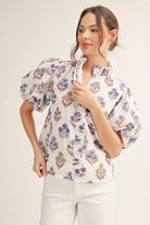 Garden Whimsy Top-Fashion Tops-Podos Boutique, a Women's Fashion Boutique Located in Calera, AL