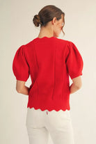 Scallop Edge Sweater-Fashion Tops-Podos Boutique, a Women's Fashion Boutique Located in Calera, AL