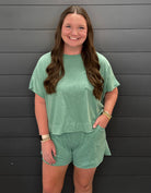 Exposed Seam Box Top Short Set-Sets-Podos Boutique, a Women's Fashion Boutique Located in Calera, AL