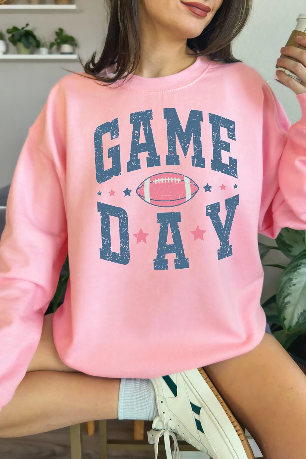 Game Day Pink Sweatshirt-Podos Boutique, a Women's Fashion Boutique Located in Calera, AL