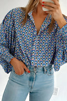 "Abstractly" the Sky is Blue-Fashion Tops-Podos Boutique, a Women's Fashion Boutique Located in Calera, AL