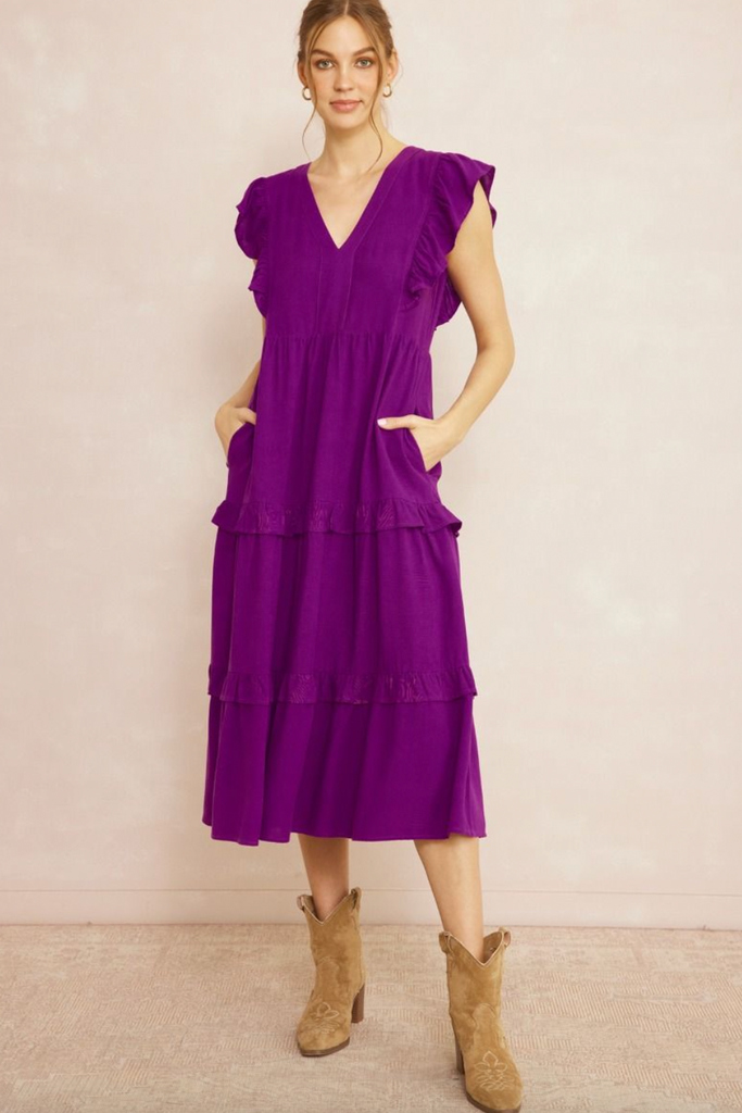 Sabrina Tiered Midi Dress-Boutique Items. - Boutique Apparel - Ladies - Dress It Up - Midi-Podos Boutique, a Women's Fashion Boutique Located in Calera, AL