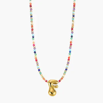 Rainbow Bubble Letter Necklace-Jewelry-Podos Boutique, a Women's Fashion Boutique Located in Calera, AL