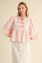 Gingham Peplum Top-Fashion Tops-Podos Boutique, a Women's Fashion Boutique Located in Calera, AL