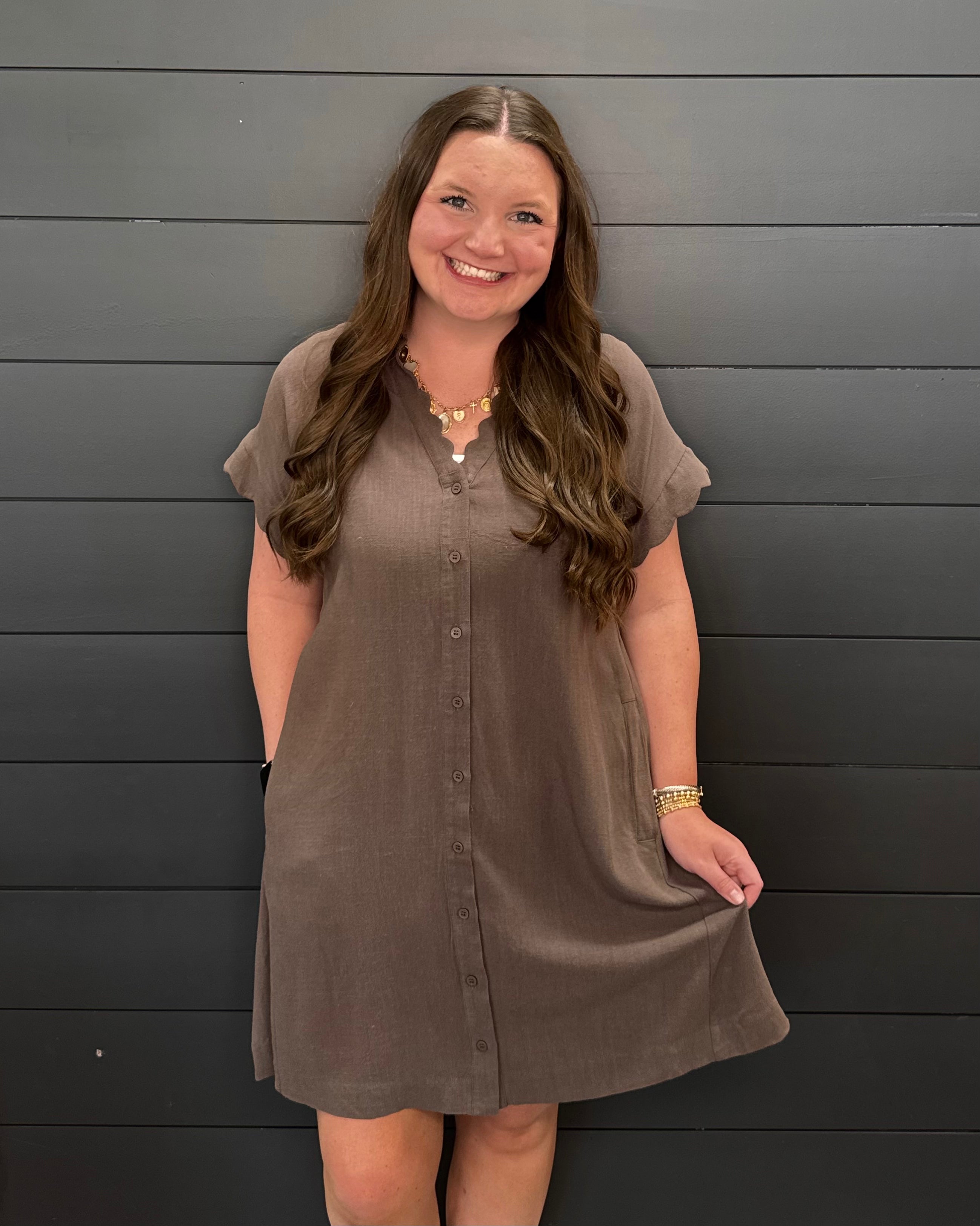 Grab An Espresso Dress-Short Dresses-Podos Boutique, a Women's Fashion Boutique Located in Calera, AL