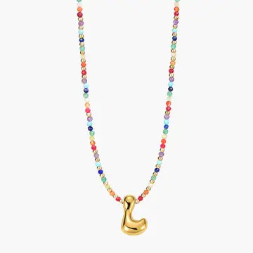 Rainbow Bubble Letter Necklace-Jewelry-Podos Boutique, a Women's Fashion Boutique Located in Calera, AL