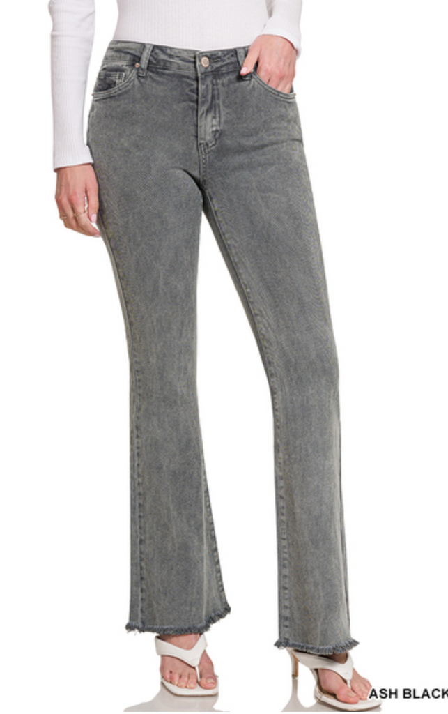 Acid Wash Frayed Hem Jeans Bootcut-Boutique Items. - Boutique Apparel - Ladies - Below the Belt - Jeans-Podos Boutique, a Women's Fashion Boutique Located in Calera, AL