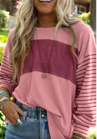 Colorblock Striped LS Top-Long Sleeves-Podos Boutique, a Women's Fashion Boutique Located in Calera, AL