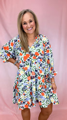 Ashton Floral Print Dress-Short Dresses-Podos Boutique, a Women's Fashion Boutique Located in Calera, AL