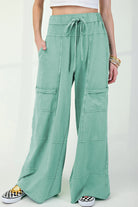 Mint Green Wide Leg Cargo-Pants-Podos Boutique, a Women's Fashion Boutique Located in Calera, AL