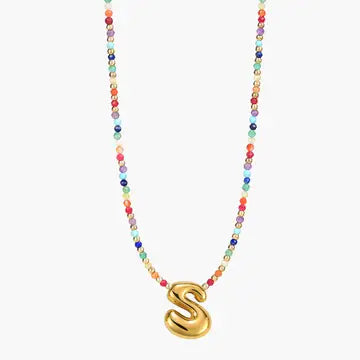 Rainbow Bubble Letter Necklace-Jewelry-Podos Boutique, a Women's Fashion Boutique Located in Calera, AL