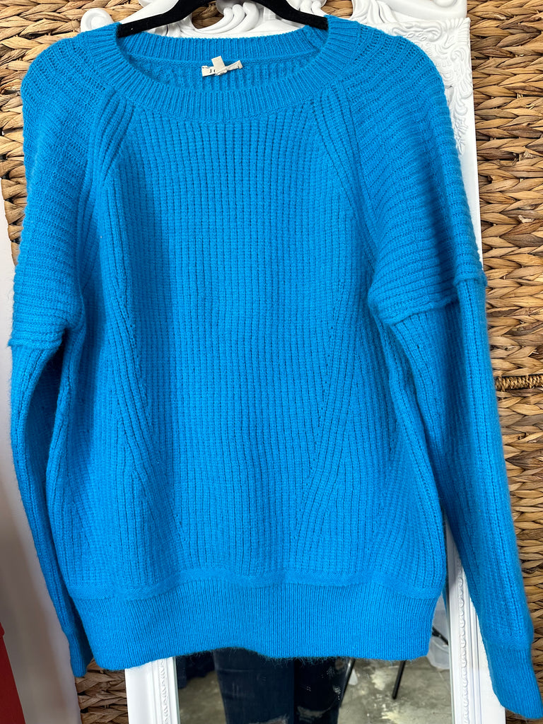 Cozy Blue Roundneck Sweater-Boutique Items. - Boutique Apparel - Ladies - Top It Off - Sweaters-Podos Boutique, a Women's Fashion Boutique Located in Calera, AL
