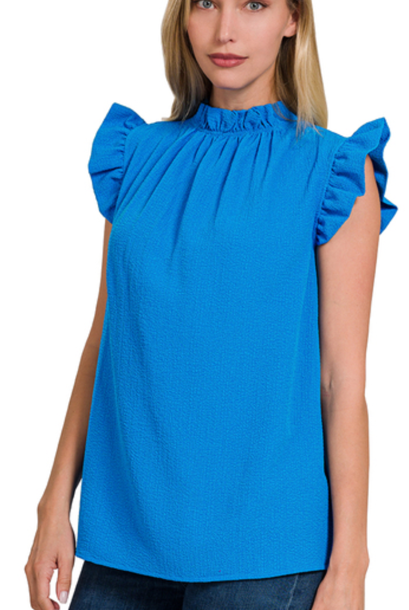 Bubble Airflow Mock Neck Top-Short Sleeves-Podos Boutique, a Women's Fashion Boutique Located in Calera, AL