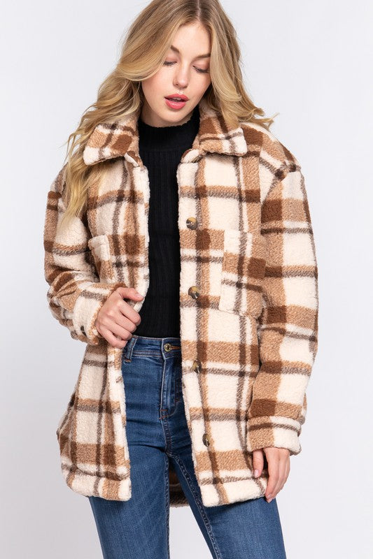 Oversized Fleece Shacket-Boutique Items. - Boutique Apparel - Ladies - Jackets-Podos Boutique, a Women's Fashion Boutique Located in Calera, AL