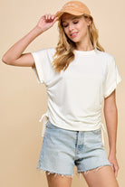 Ruched Basic-Fashion Tops-Podos Boutique, a Women's Fashion Boutique Located in Calera, AL