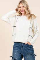 Cream Cable Knit Sweater-Podos Boutique, a Women's Fashion Boutique Located in Calera, AL