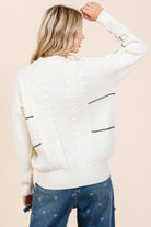 Cream Cable Knit Sweater-Podos Boutique, a Women's Fashion Boutique Located in Calera, AL