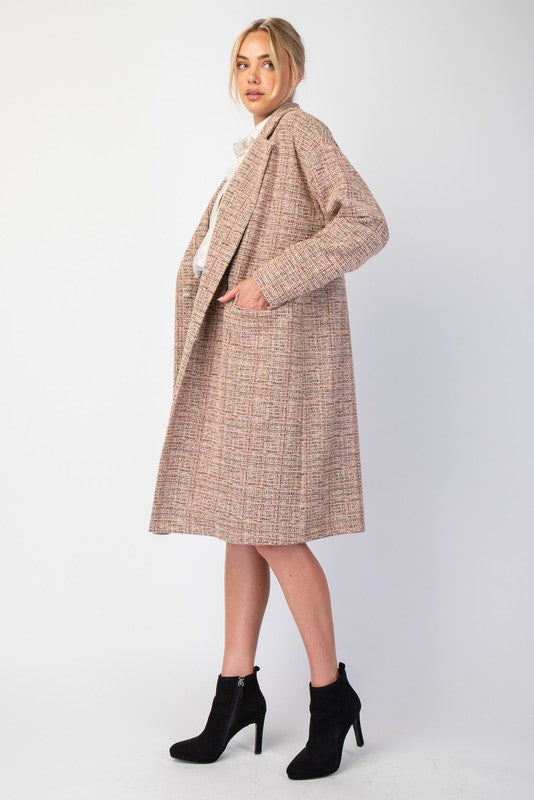 Double Button Maxi Tweed Coat-Jackets-Podos Boutique, a Women's Fashion Boutique Located in Calera, AL