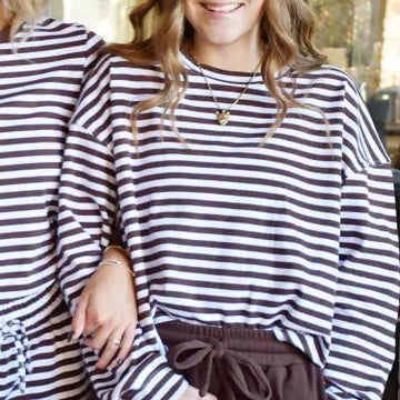 Lulu Mac Striped Long Sleeve Top-Fashion Tops-Podos Boutique, a Women's Fashion Boutique Located in Calera, AL