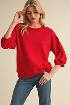 Solid Peasant Sleeve Top-Podos Boutique, a Women's Fashion Boutique Located in Calera, AL