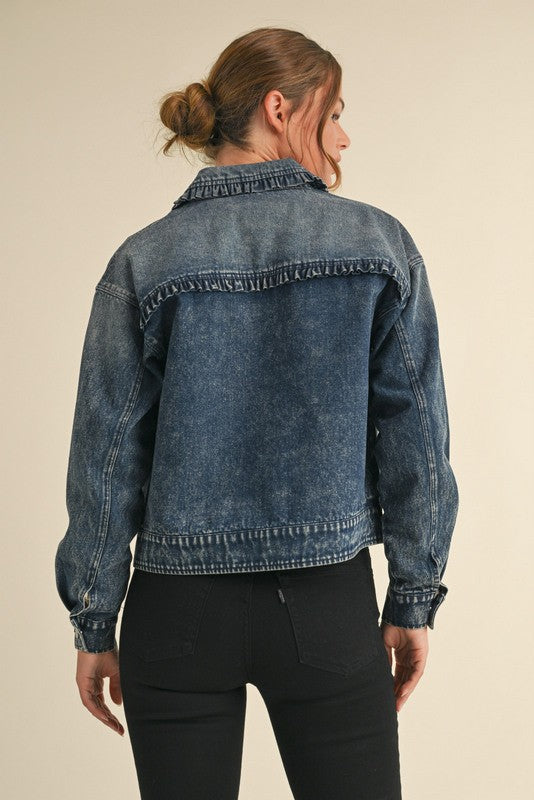 Washing Denim Jacket-Podos Boutique, a Women's Fashion Boutique Located in Calera, AL