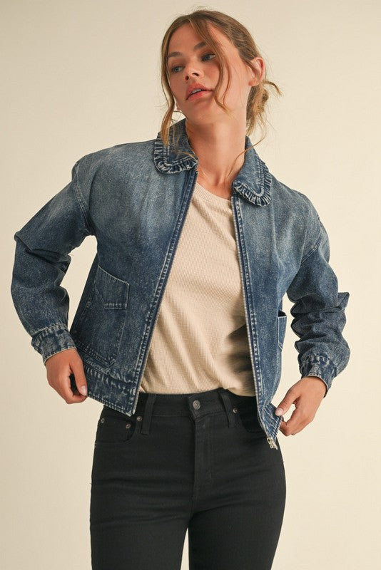 Washing Denim Jacket-Podos Boutique, a Women's Fashion Boutique Located in Calera, AL