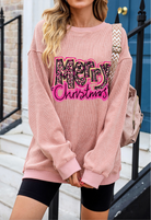 Merry Christmas Corded Sweatshirt-Graphic Sweatshirts-Podos Boutique, a Women's Fashion Boutique Located in Calera, AL