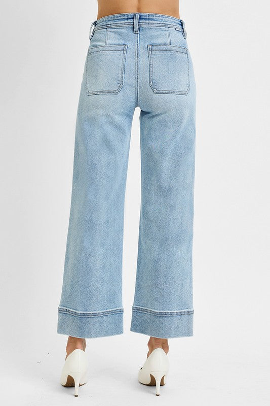 Risen High Rise Crop Wide Jeans-Clothing-Podos Boutique, a Women's Fashion Boutique Located in Calera, AL