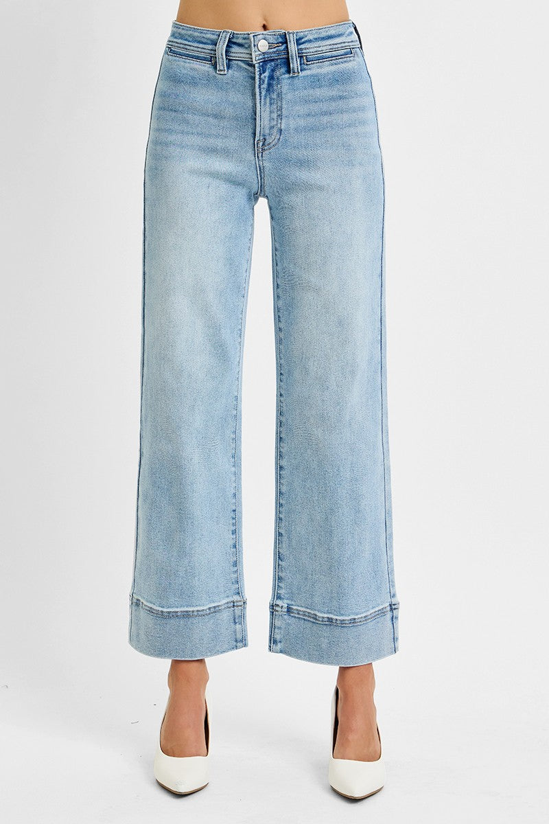 Risen High Rise Crop Wide Jeans-Clothing-Podos Boutique, a Women's Fashion Boutique Located in Calera, AL