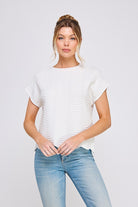 Scallop Pattern Relaxed Knit Top-Fashion Tops-Podos Boutique, a Women's Fashion Boutique Located in Calera, AL