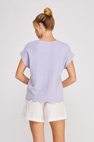 Scallop Pattern Relaxed Knit Top-Fashion Tops-Podos Boutique, a Women's Fashion Boutique Located in Calera, AL