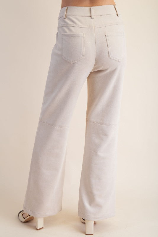 Suede Cream Pants-Pants-Podos Boutique, a Women's Fashion Boutique Located in Calera, AL