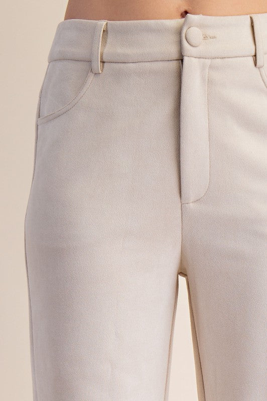 Suede Cream Pants-Pants-Podos Boutique, a Women's Fashion Boutique Located in Calera, AL