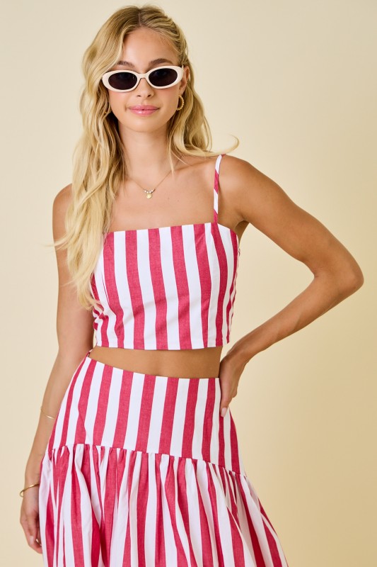 Game Day Strips Crop Top-Tank Tops-Podos Boutique, a Women's Fashion Boutique Located in Calera, AL