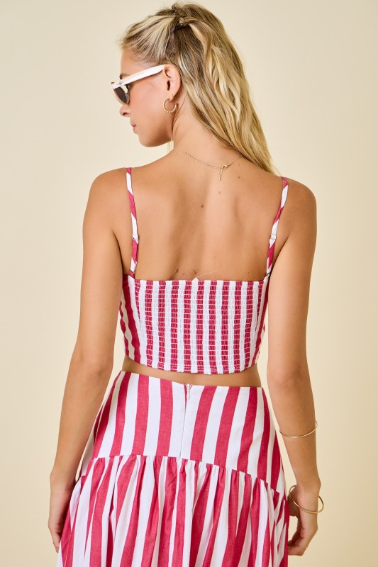 Game Day Strips Crop Top-Tank Tops-Podos Boutique, a Women's Fashion Boutique Located in Calera, AL