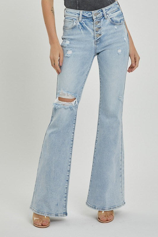 Button Down Bell Bottom Jeans, Bell Bottom Jeans Woman, High Waisted Jeans,  